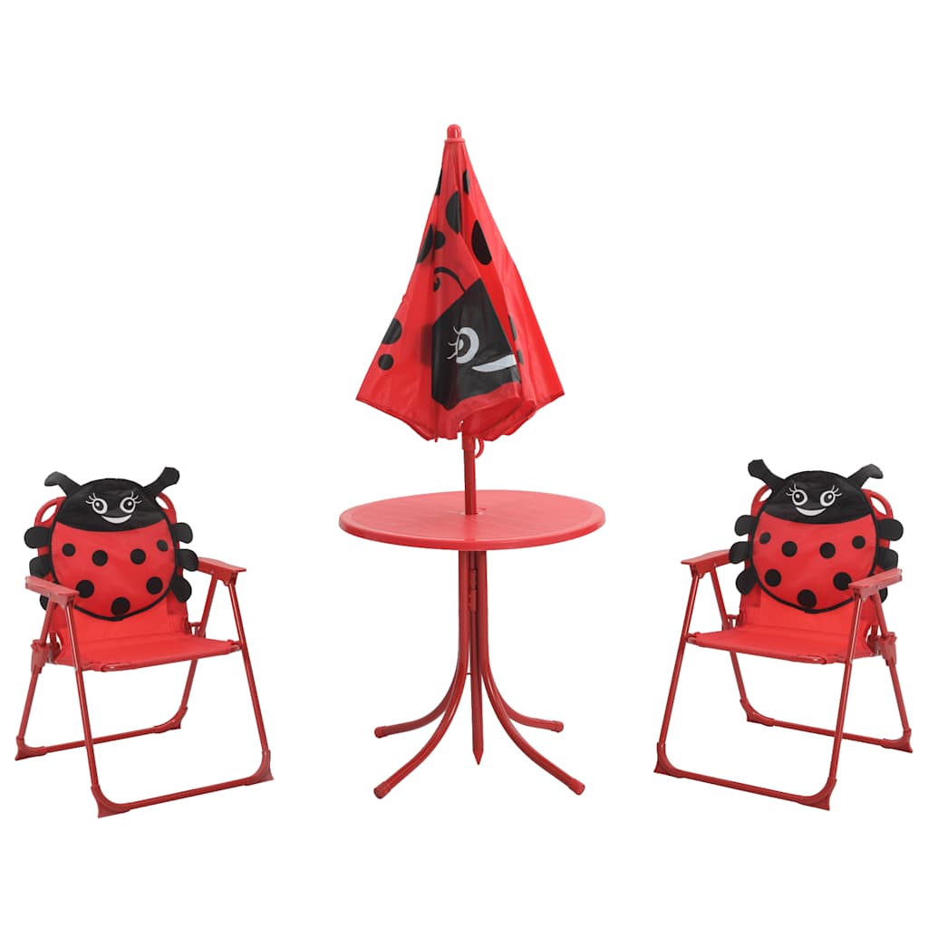 3 Piece Kids' Garden Bistro Set with Parasol Red