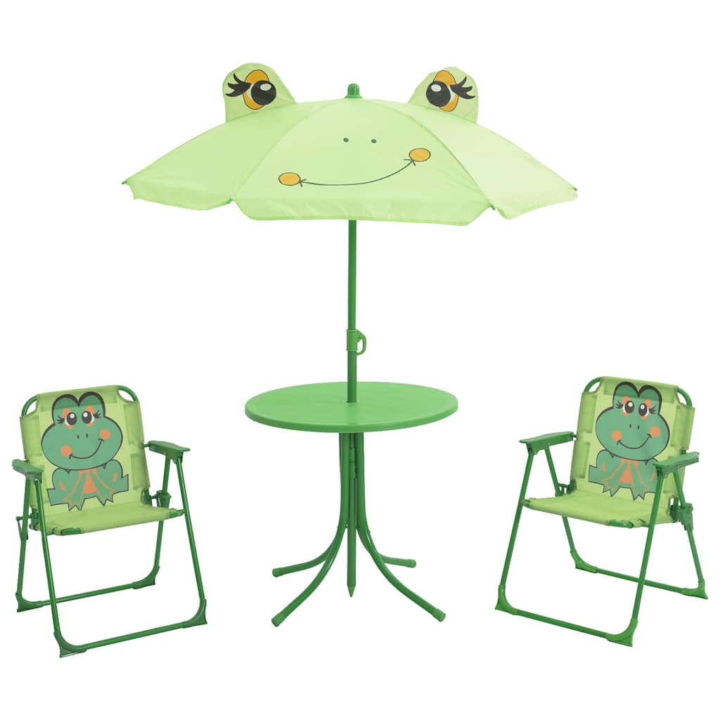 3 Piece Kids'Garden Bistro Set with Parasol Green