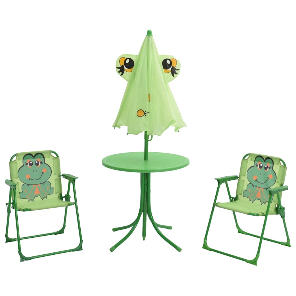 3 Piece Kids'Garden Bistro Set with Parasol Green