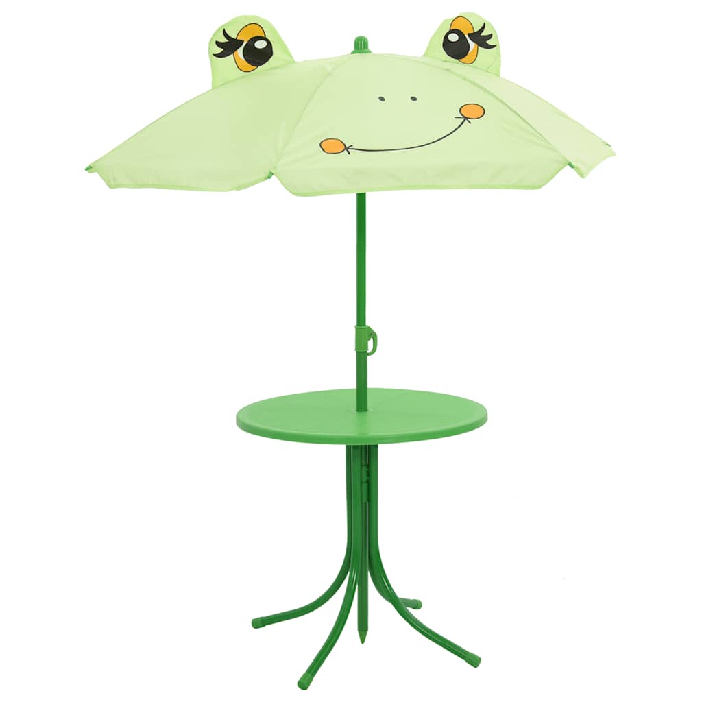 3 Piece Kids'Garden Bistro Set with Parasol Green