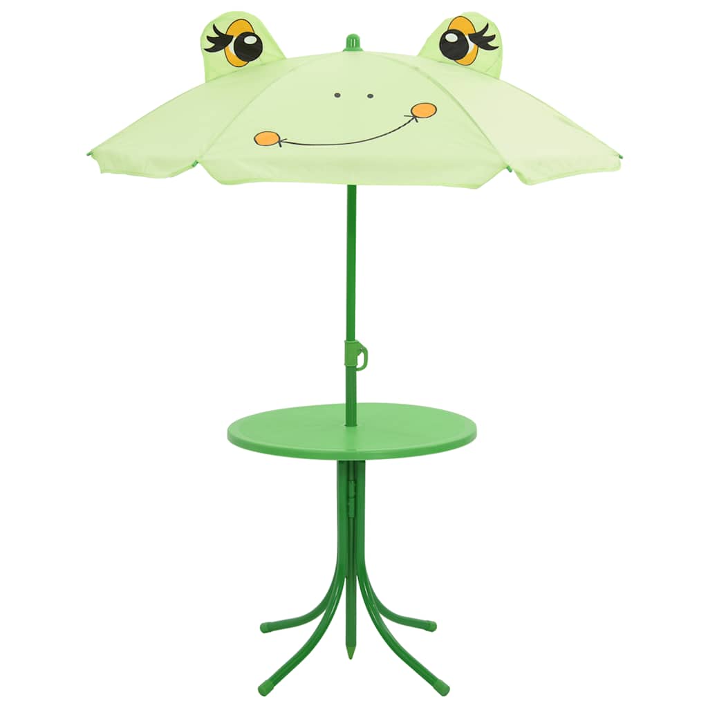 3 Piece Kids'Garden Bistro Set with Parasol Green