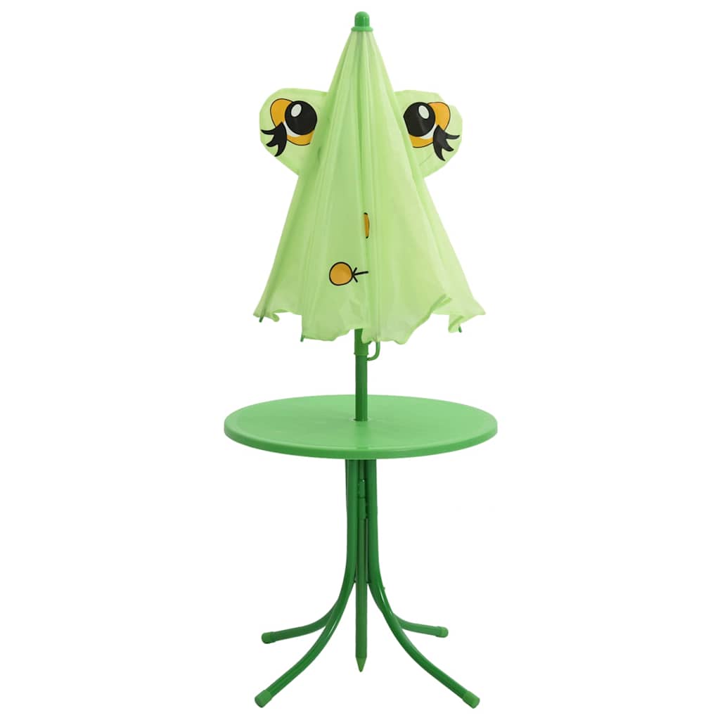 3 Piece Kids' Garden Bistro Set with Parasol Green