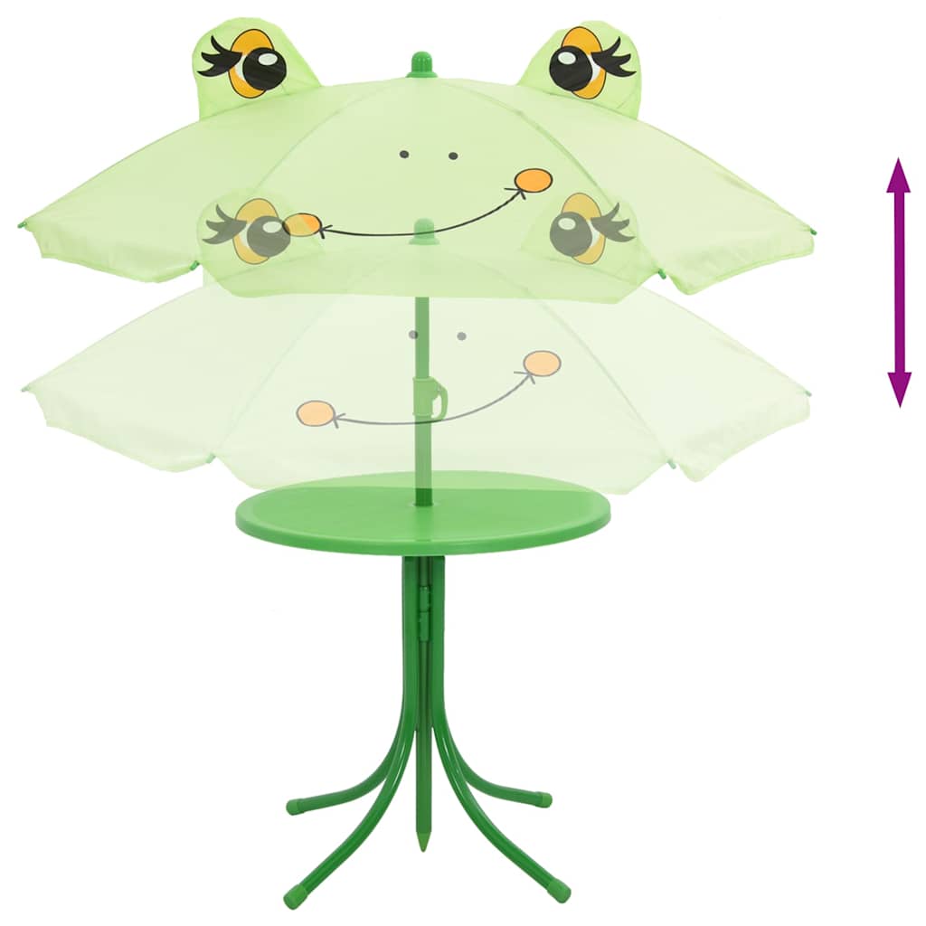 3 Piece Kids'Garden Bistro Set with Parasol Green