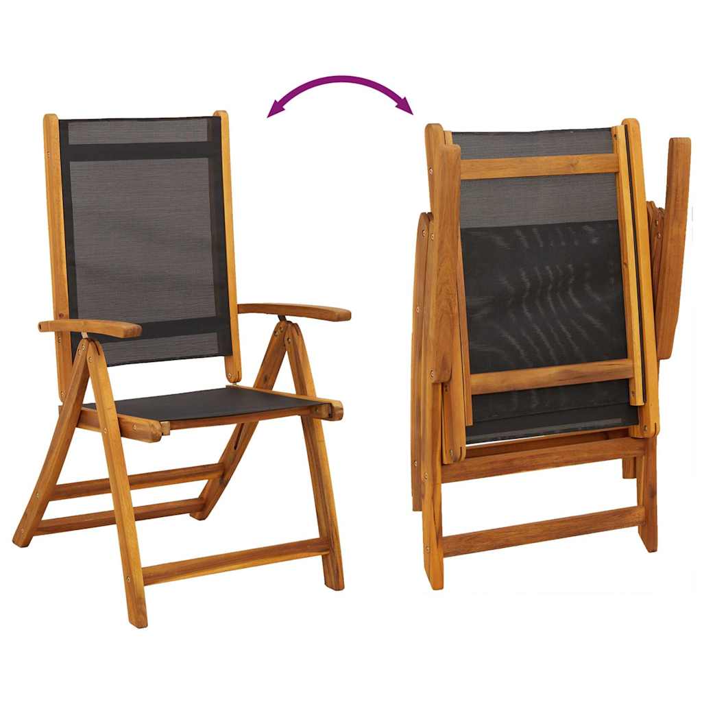 Folding Garden Chairs 2 pcs Solid Acacia Wood and Textilene