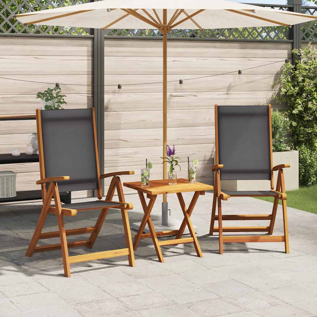 Folding Garden Chairs 2 pcs Solid Acacia Wood and Textilene
