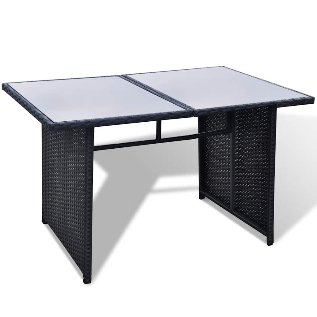 10 Piece Garden Lounge Set with Cushions Poly Rattan Black