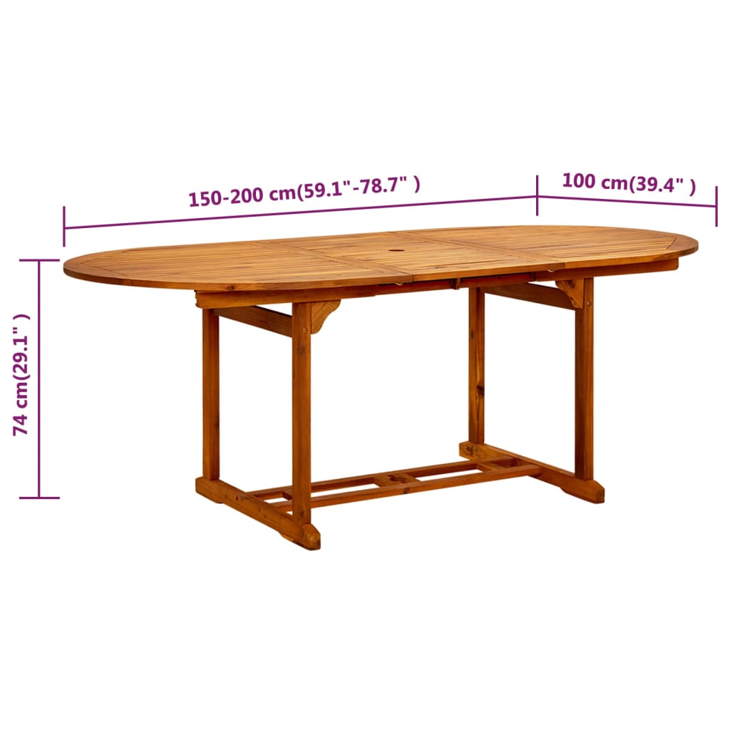 Garden Table (150-200)x100x75 cm Solid Wood Acacia
