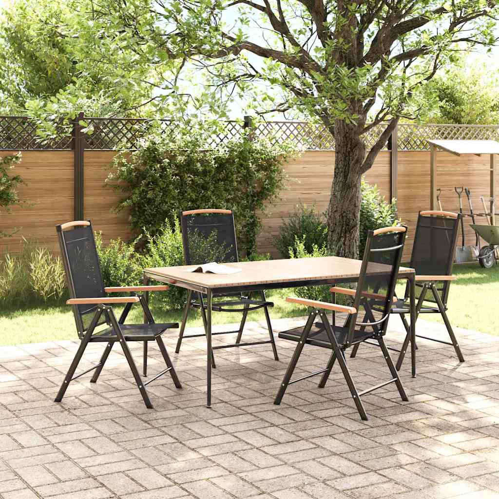 Folding Chairs 4 pcs Aluminium and Textilene Black