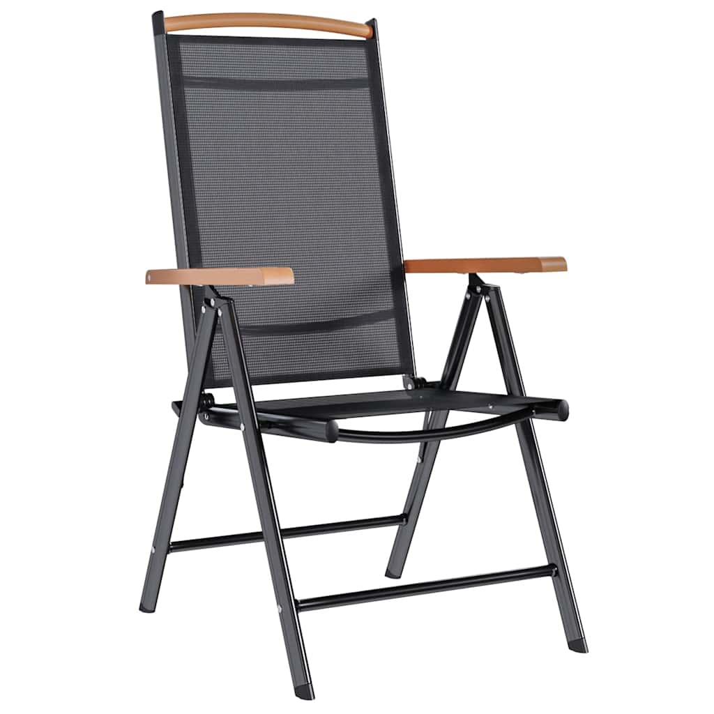 Folding Chairs 4 pcs Aluminium and Textilene Black