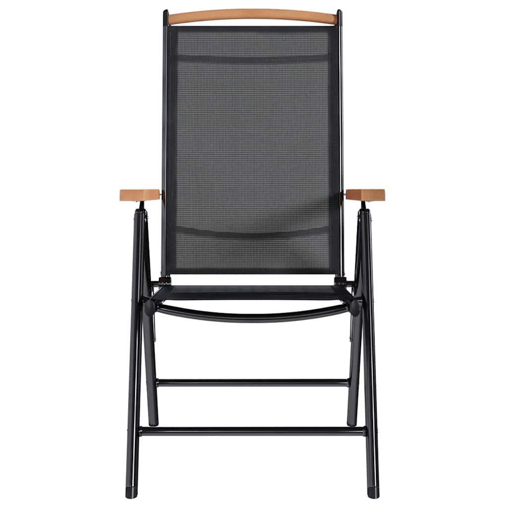 Folding Chairs 4 pcs Aluminium and Textilene Black