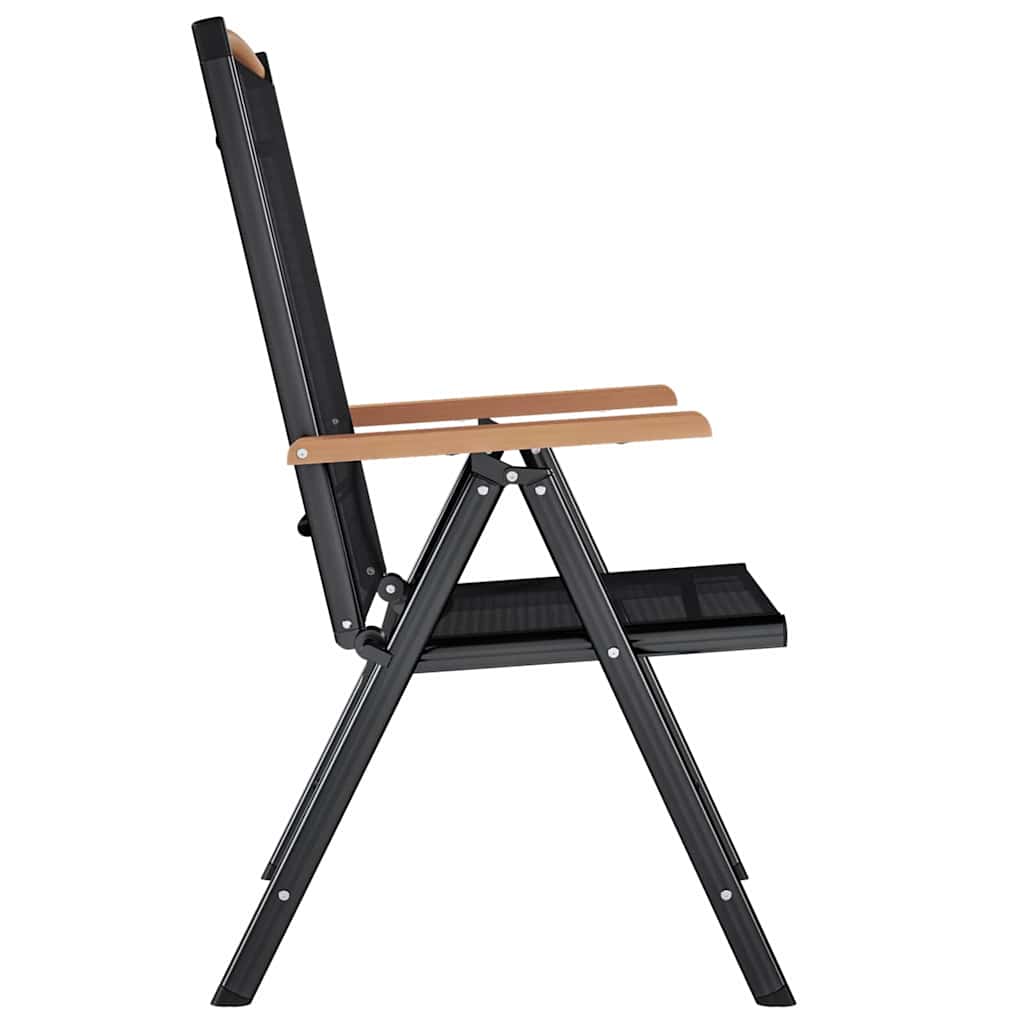 Folding Garden Chairs 4 pcs Aluminium and Textilene Black