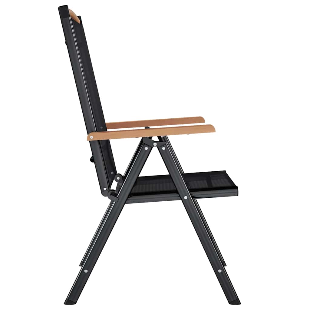 Folding Chairs 4 pcs Aluminium and Textilene Black