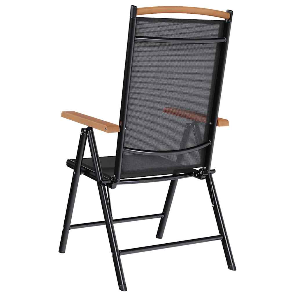 Folding Chairs 4 pcs Aluminium and Textilene Black