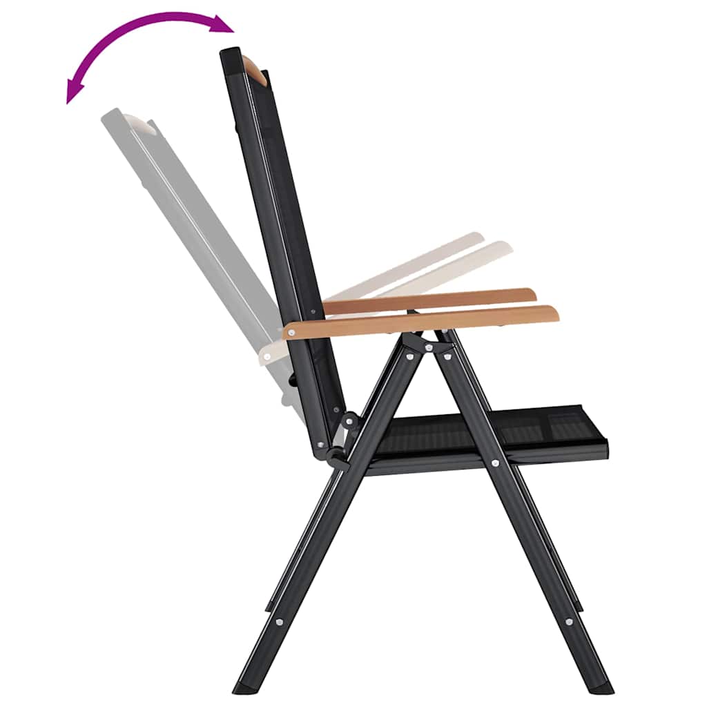 Folding Chairs 4 pcs Aluminium and Textilene Black
