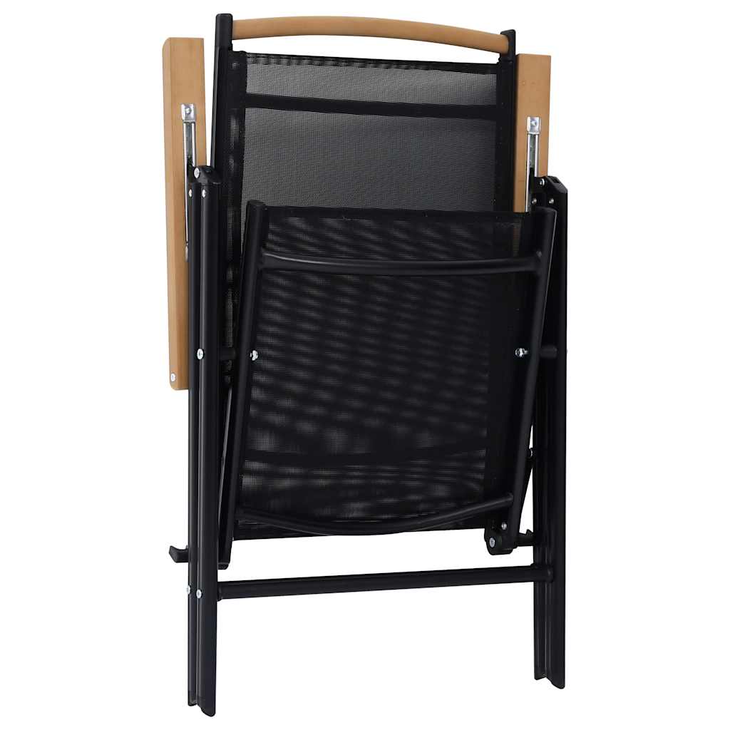 Folding Chairs 4 pcs Aluminium and Textilene Black