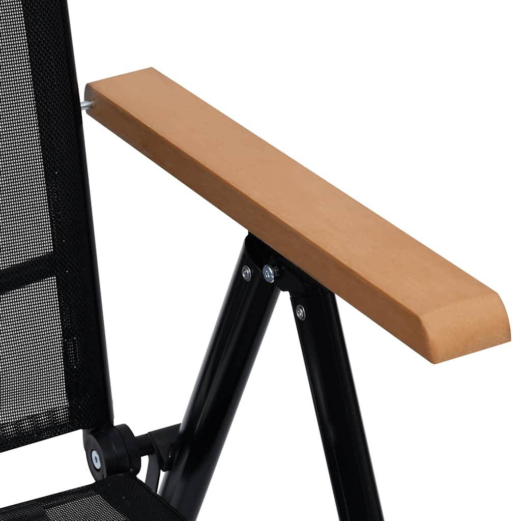 Folding Chairs 4 pcs Aluminium and Textilene Black