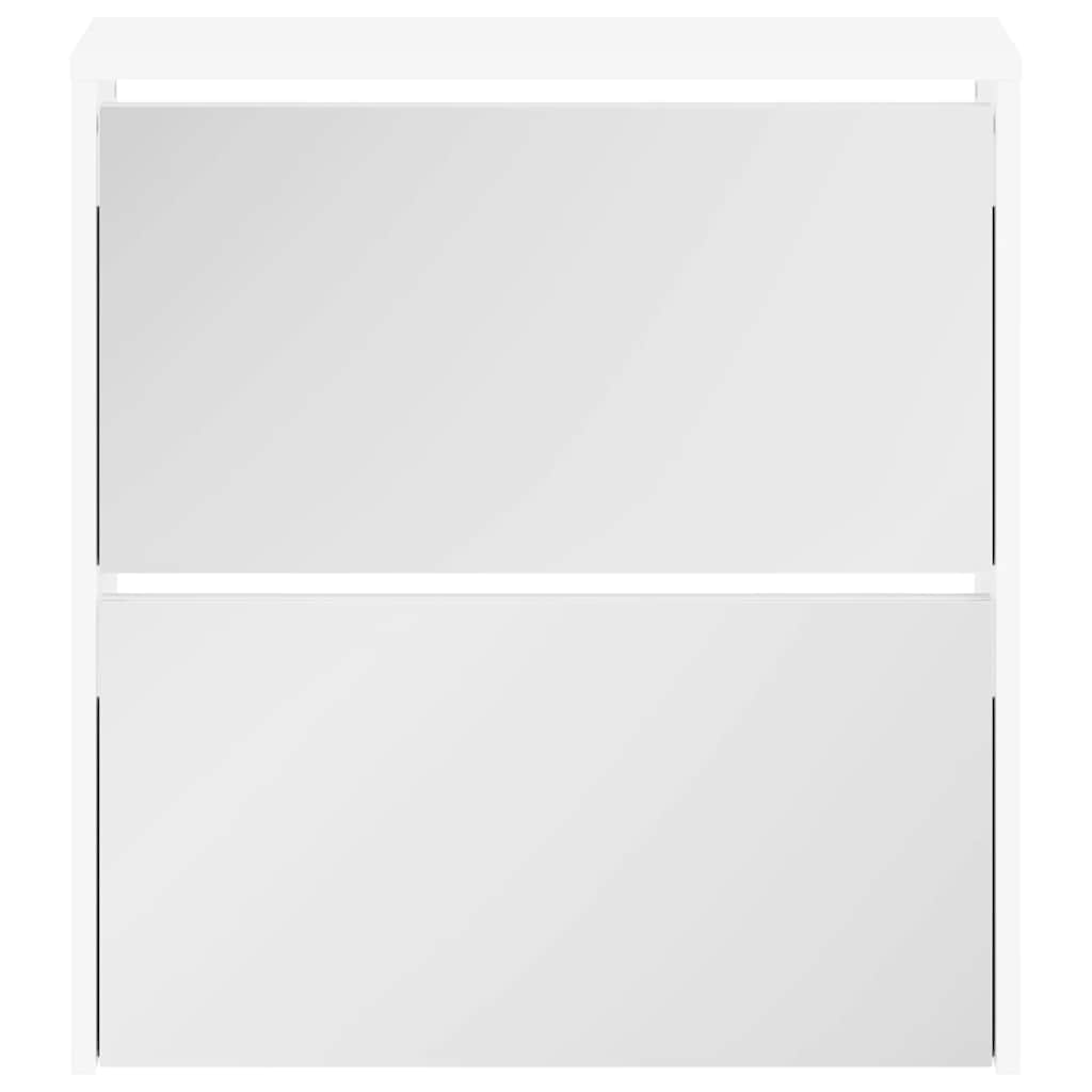 Shoe Cabinet 2-Layer Mirror White 63x17x67 cm