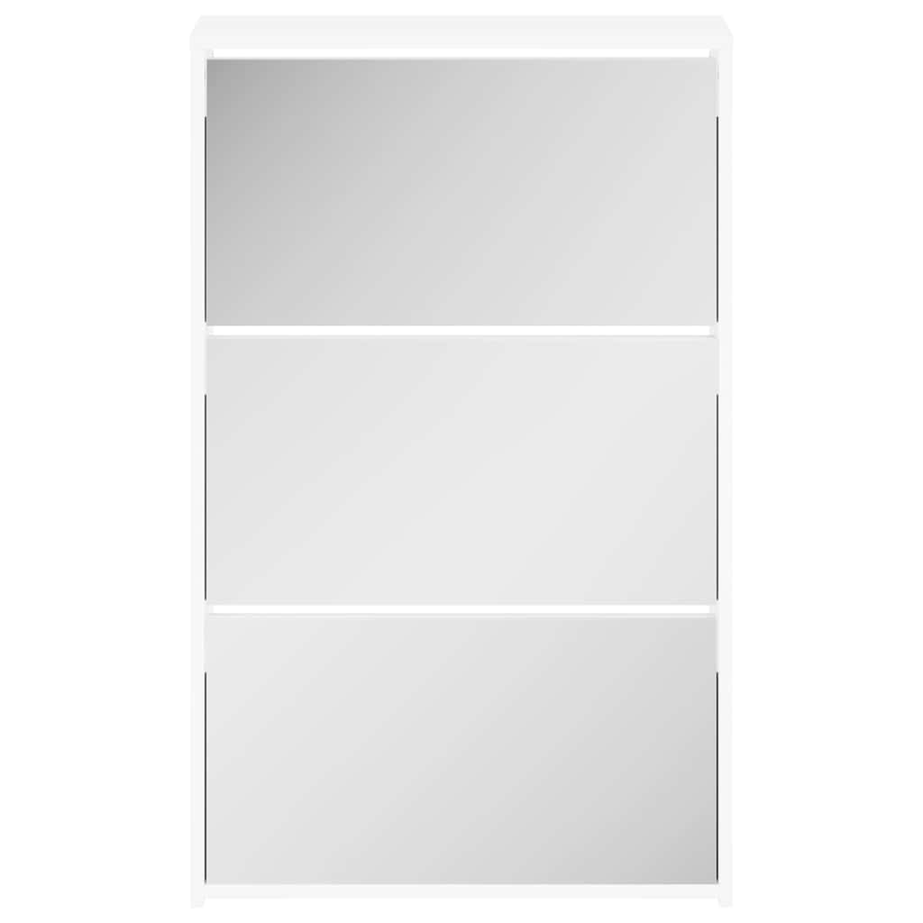 Shoe Cabinet 3-Layer Mirror White 63x17x102.5 cm