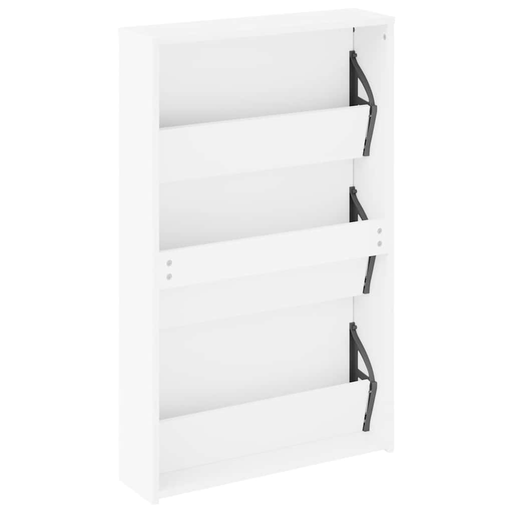 Shoe Cabinet 3-Layer Mirror White 63x17x102.5 cm