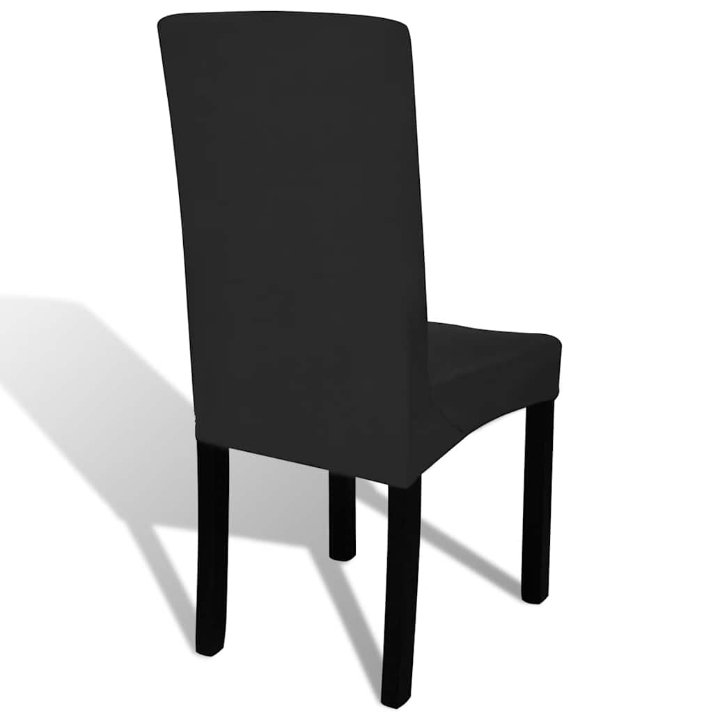 Straight Stretchable Chair Cover 4 pcs Black