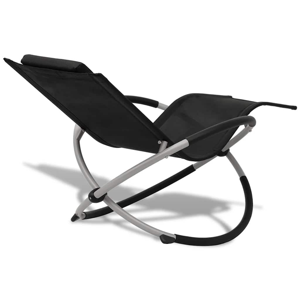 Outdoor Geometrical Sun Lounger Steel Black and Grey