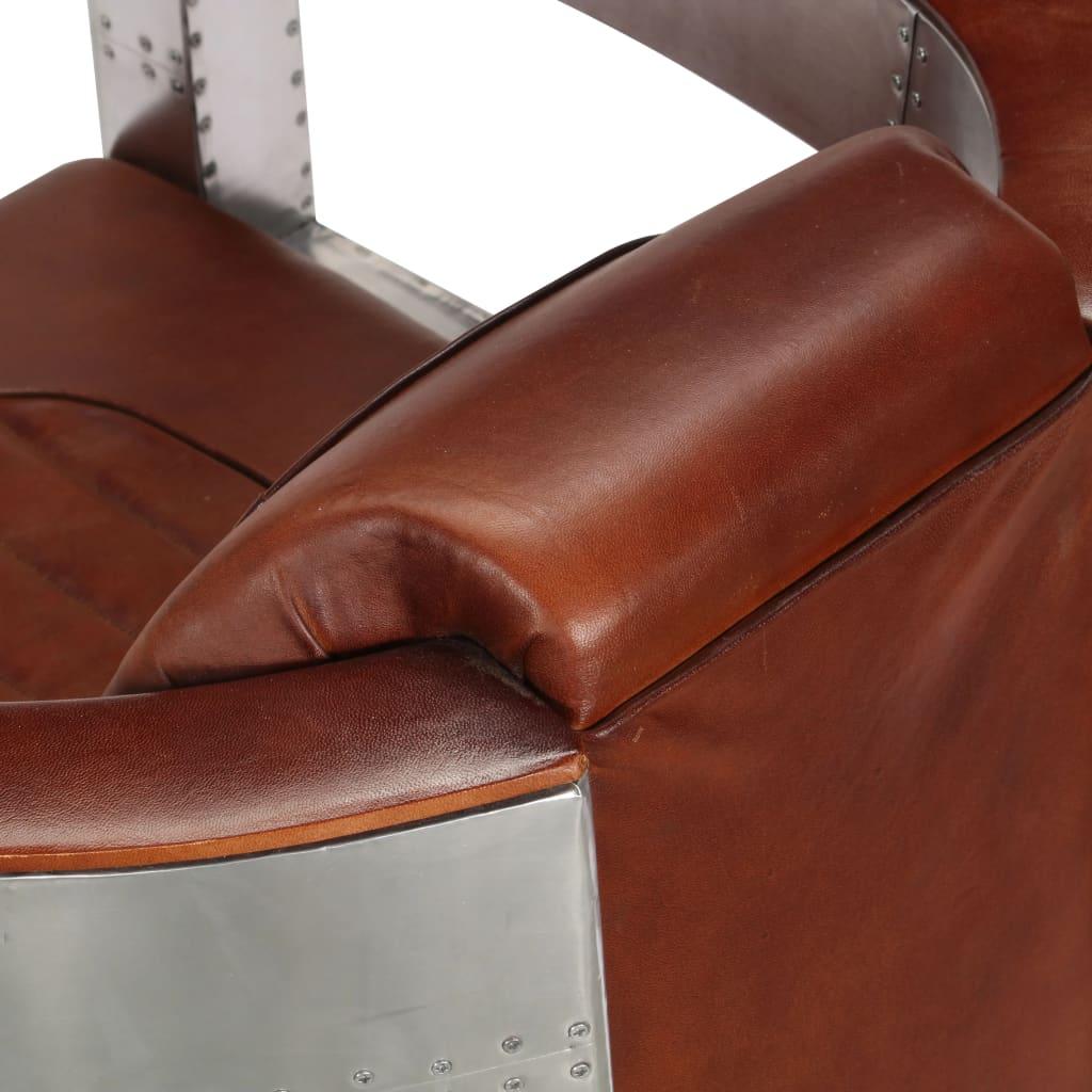 Aviator Armchair Brown Real Leather