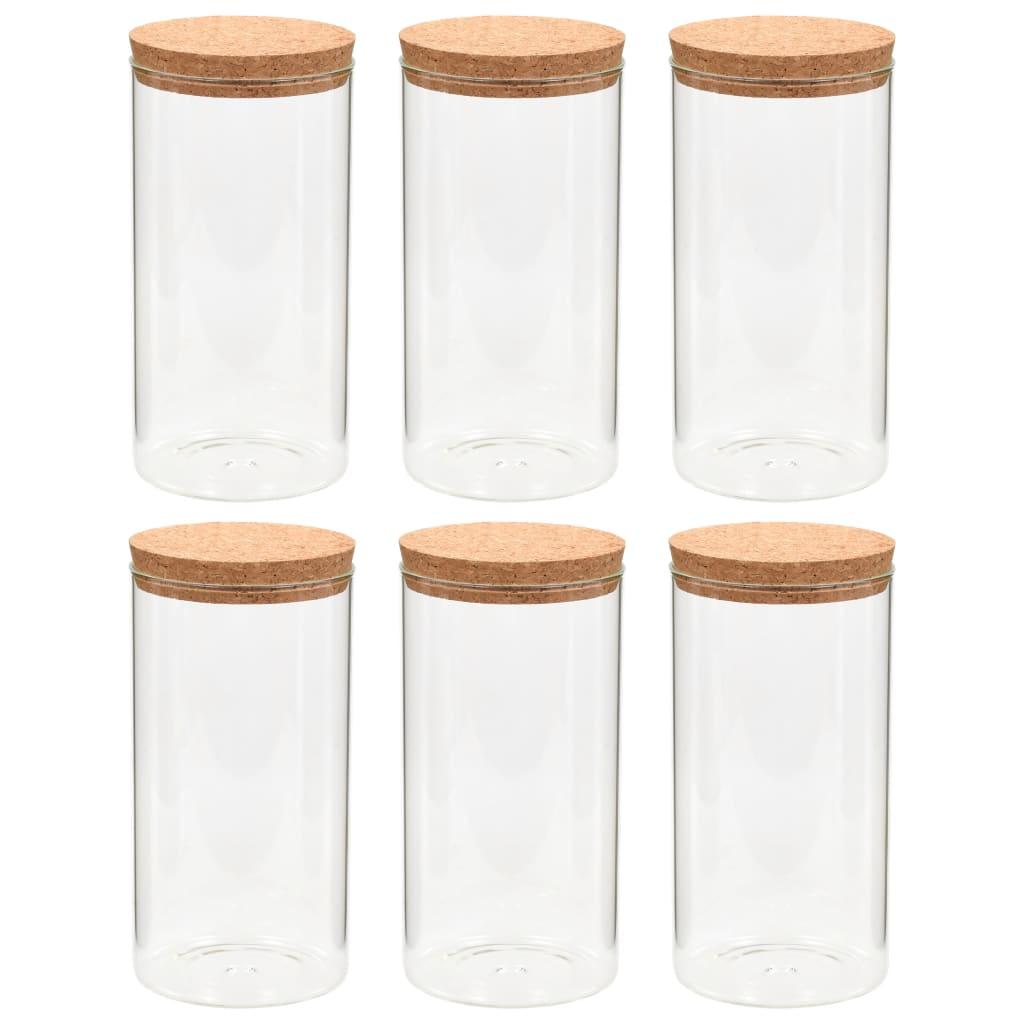 Storage Glass Jars with Cork Lid 6 pcs 1100 ml