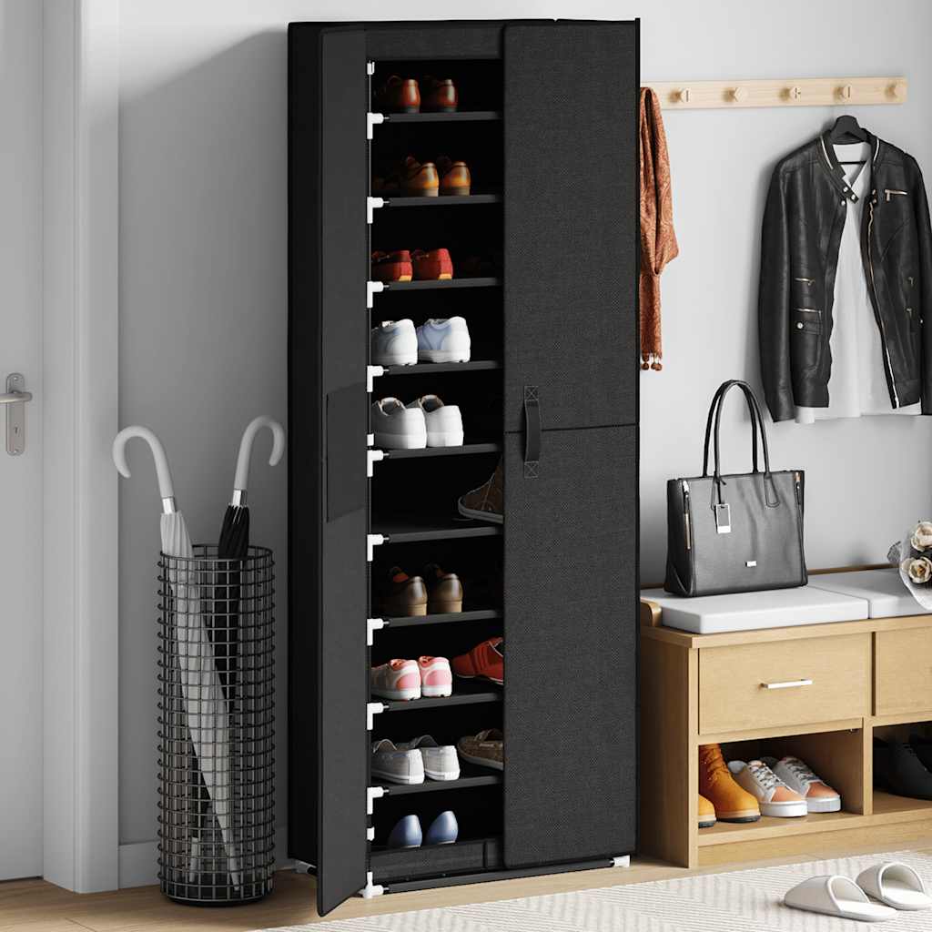 Shoe Cabinet Black 60x30x166 cm Fabric