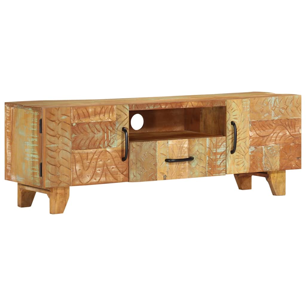 Hand Carved TV Cabinet 120x30x40 cm Solid Reclaimed Wood