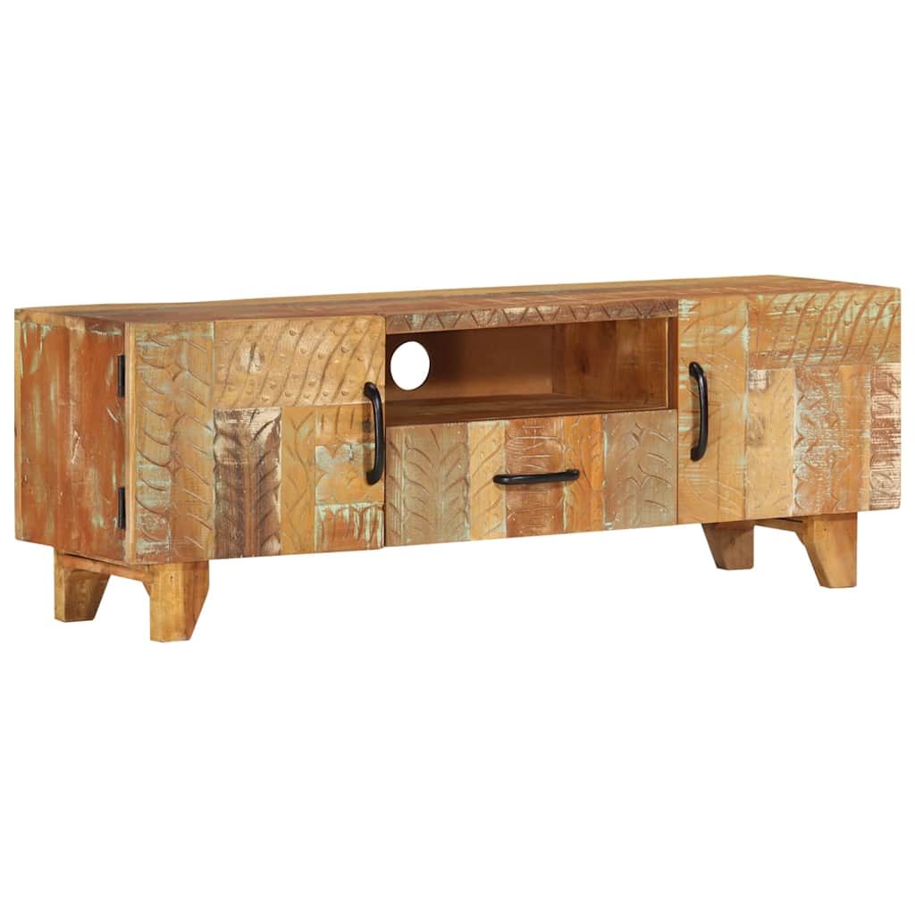 Hand Carved TV Cabinet 120x30x40 cm Solid Reclaimed Wood