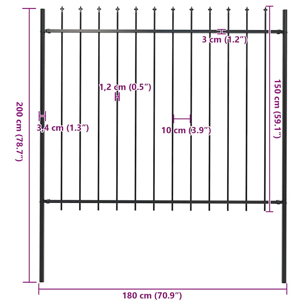 Garden Fence Woerden with Spear Top Steel 181x150 cm Black
