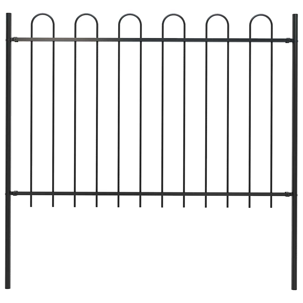 Garden Fence "Boxtel" with Hoop Top Steel 170x120 cm Black