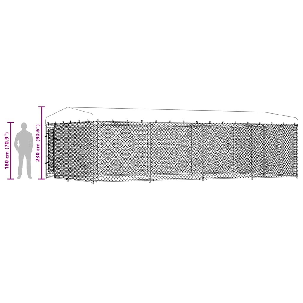 Outdoor Dog Kennel with Roof 7.6x3.8x2.3 m