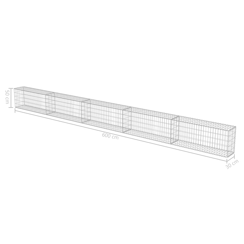 Gabion Wall with Covers Galvanised Steel 600x30x50 cm