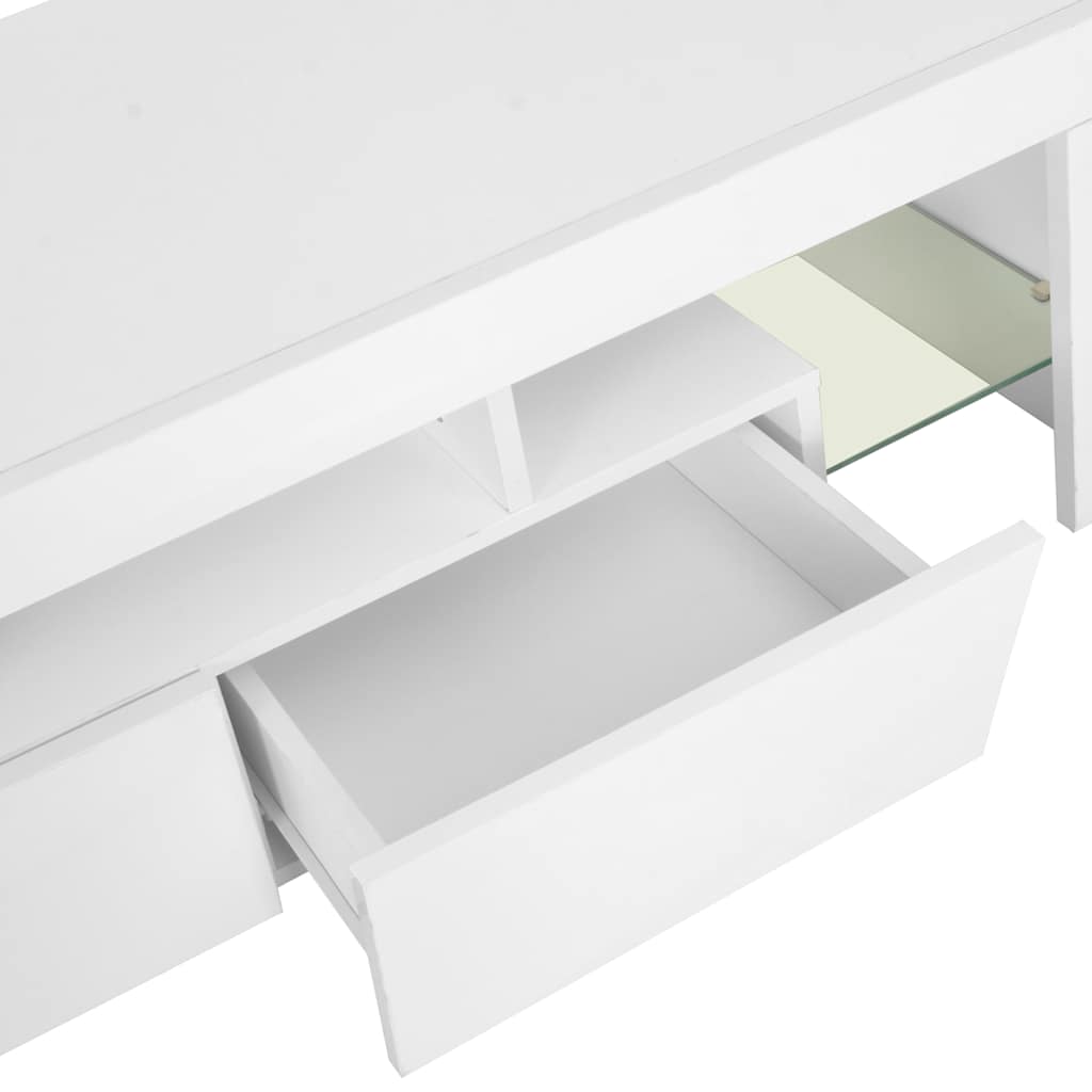 TV Cabinet with LED Lights High Gloss White 130x35x45 cm