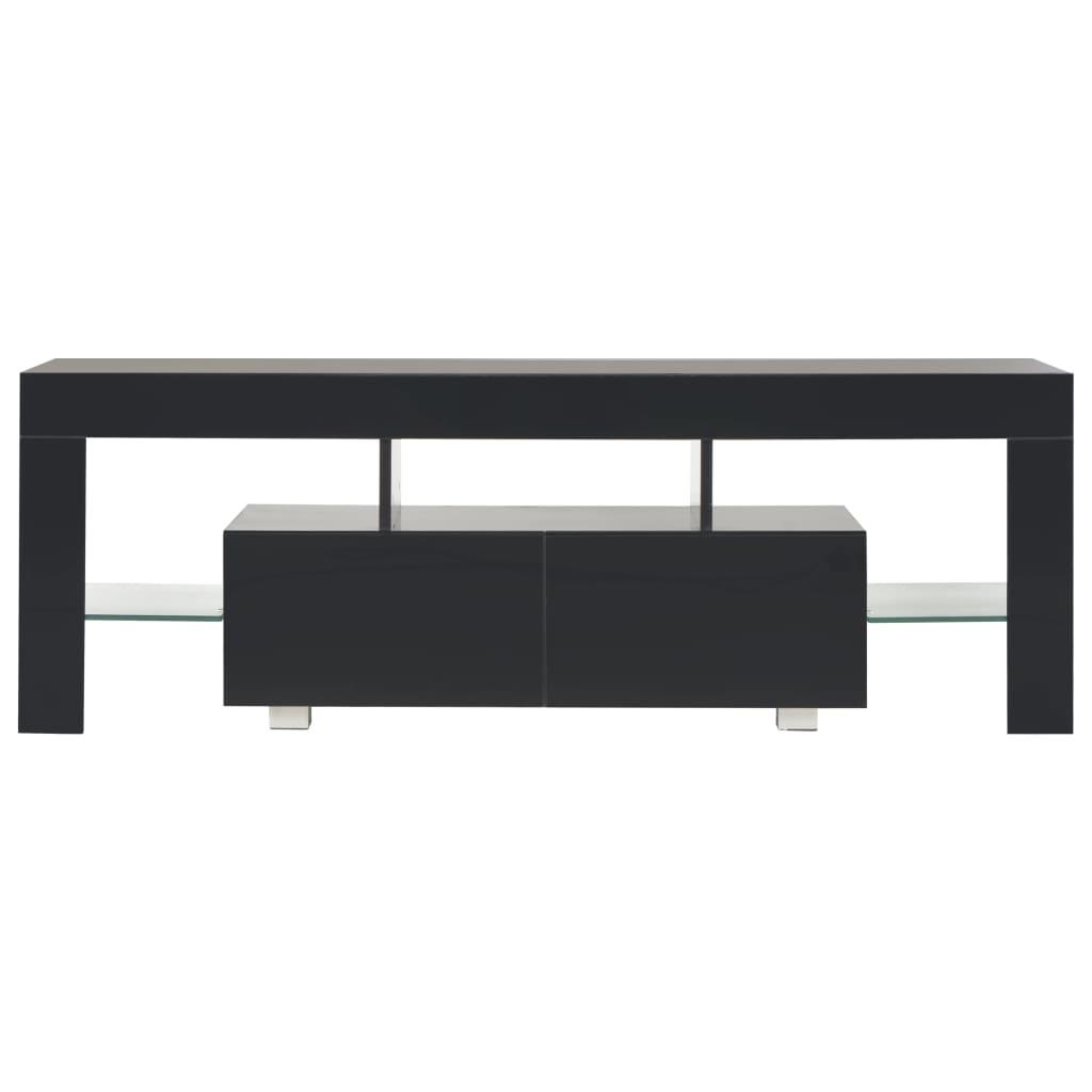 TV Cabinet with LED Lights High Gloss Black 130x35x45 cm