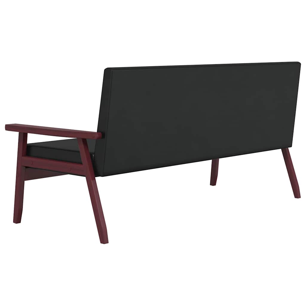 3-Seater Sofa Black Faux Leather