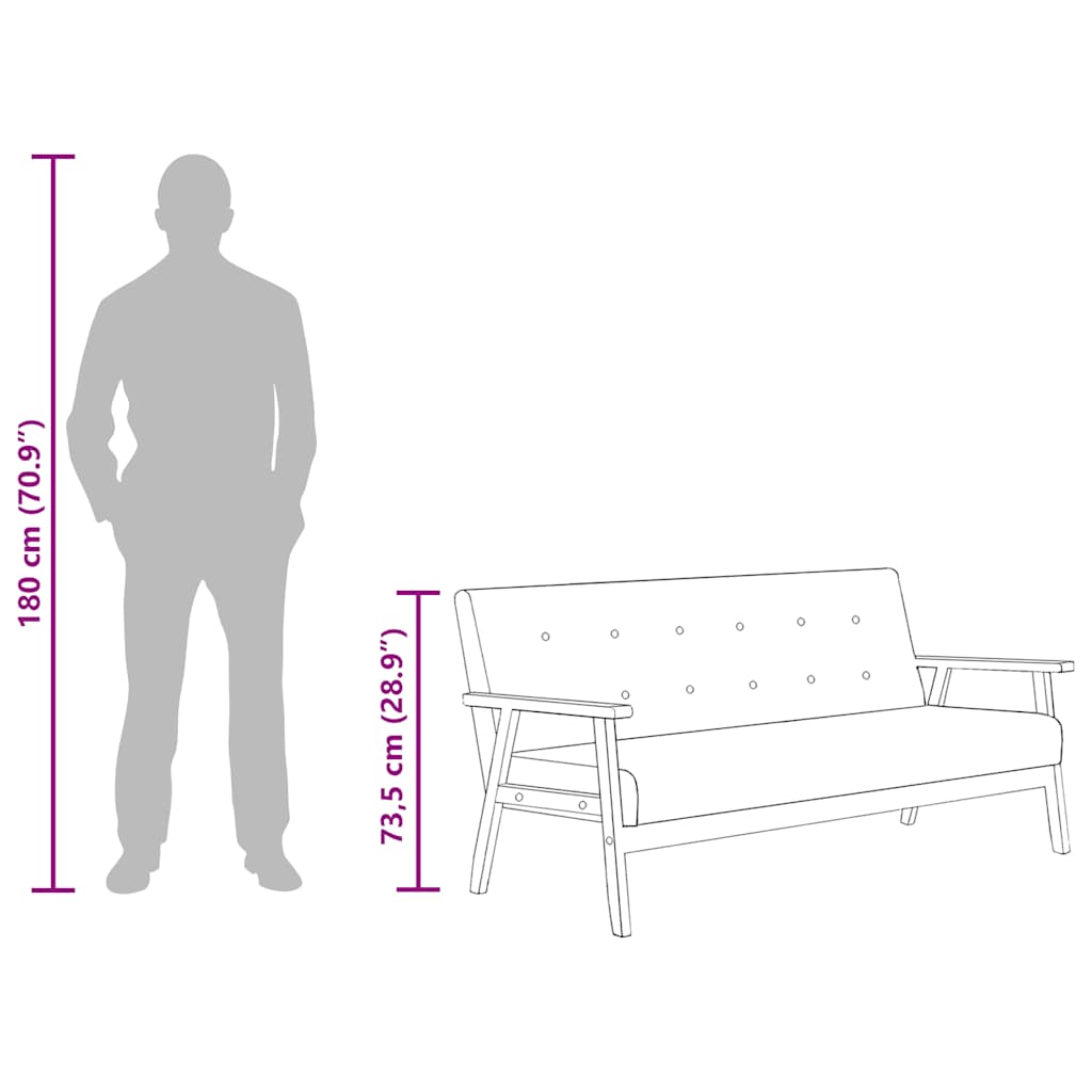 3-Seater Sofa Black Faux Leather