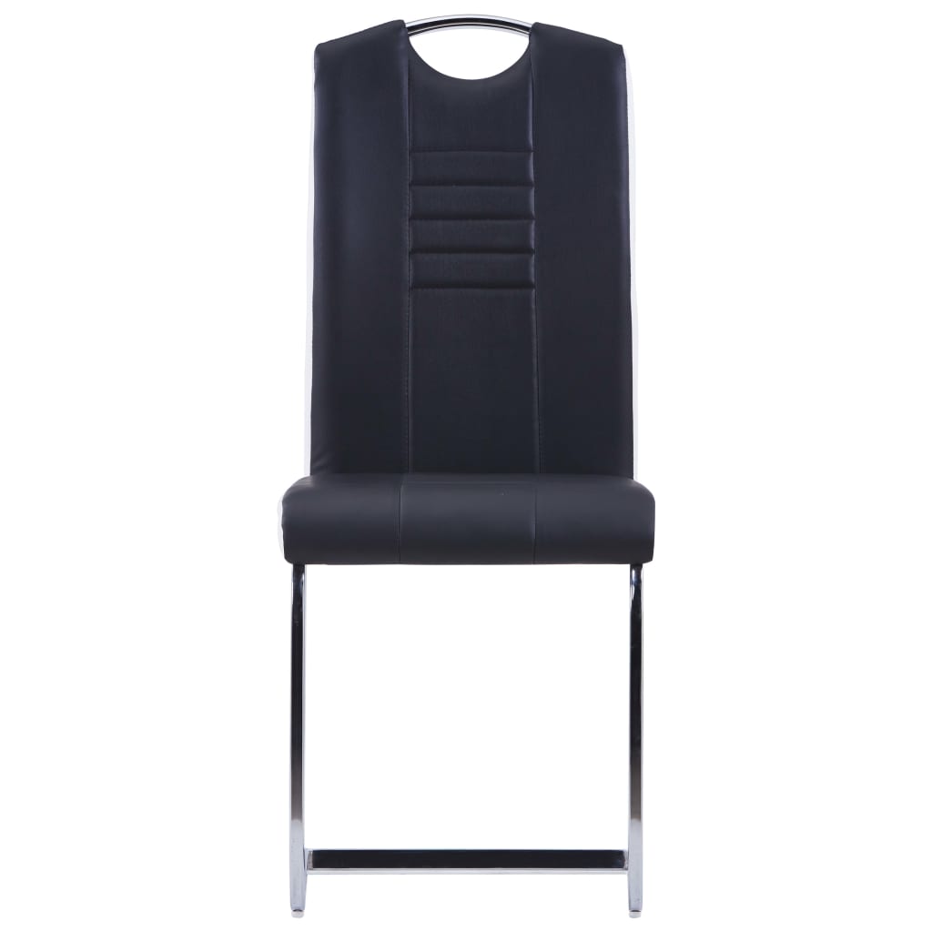 Cantilever Dining Chairs 4 pcs Black Faux Leather