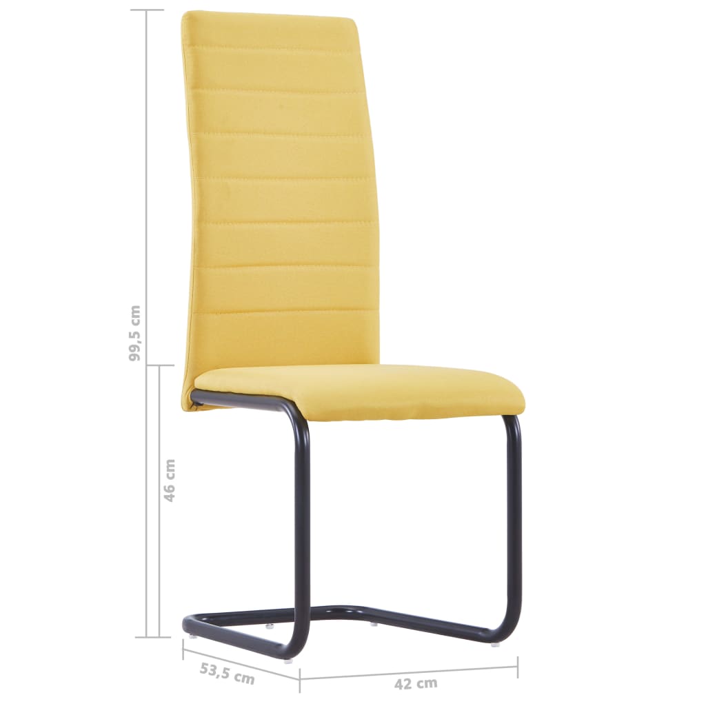 Cantilever Dining Chairs 2 pcs Yellow Fabric