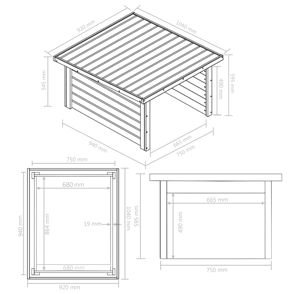 Lawn Mower Garage 92x104x59.5 cm Solid Pine Wood 19 mm