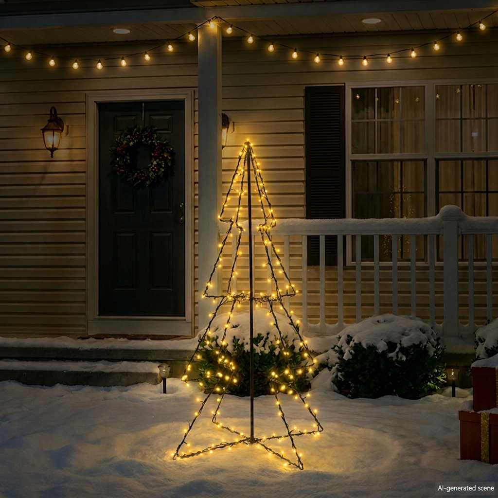 Christmas Cone Tree 160 LEDs Indoor and Outdoor 78x120 cm