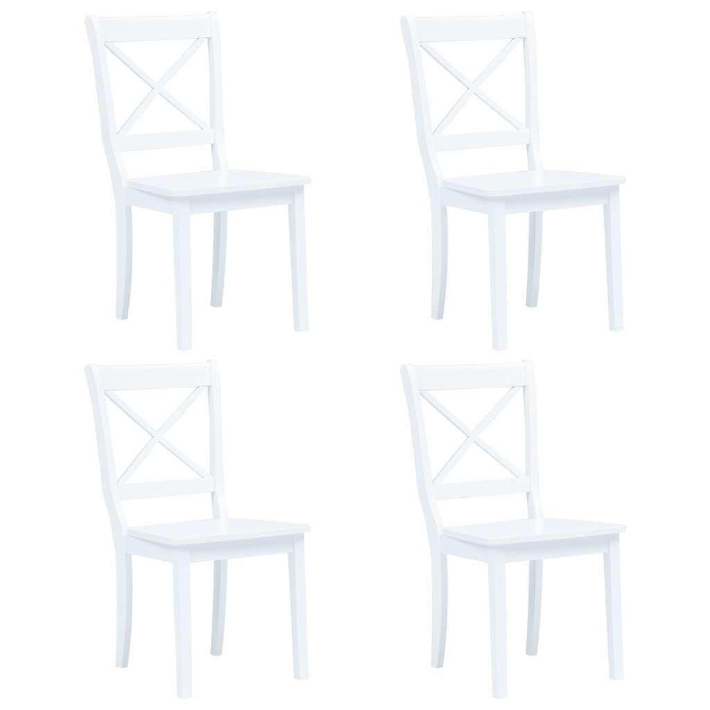 5 Piece Dining Set Solid Rubber Wood White