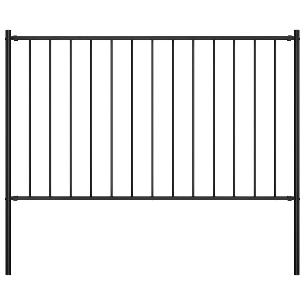 Fence Panel with Posts Powder-coated Steel 1.81x1 m Black