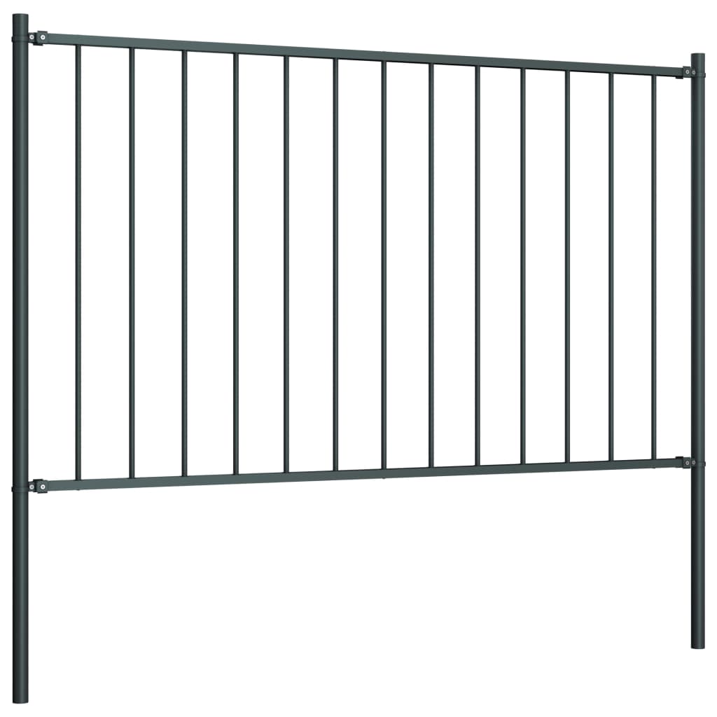 Fence Panel with Posts Powder-coated Steel 1.81x1 m Anthracite