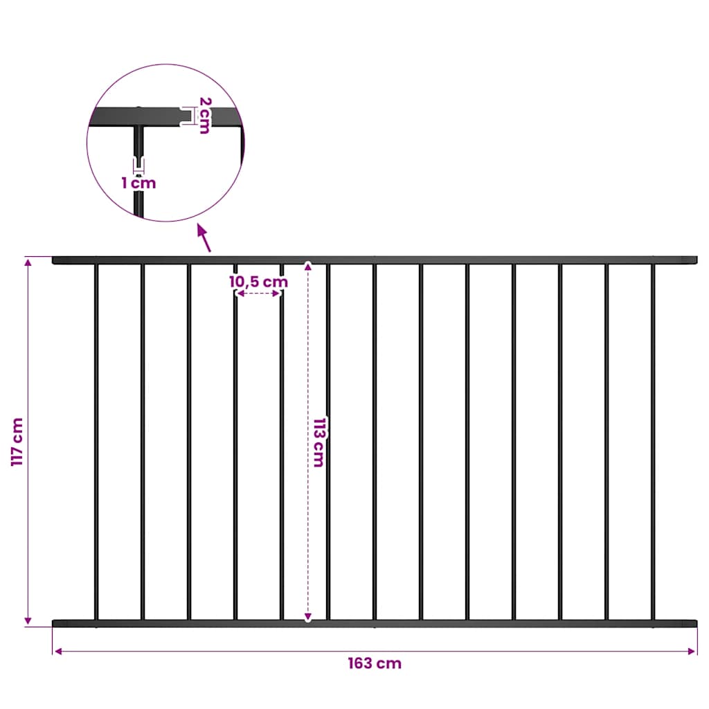Fence Panel "Woerden" Powder-coated Steel 163x117 cm Black