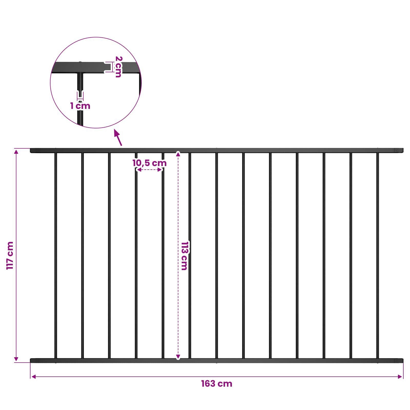 Fence Panel "Woerden" Powder-coated Steel 163x117 cm Black