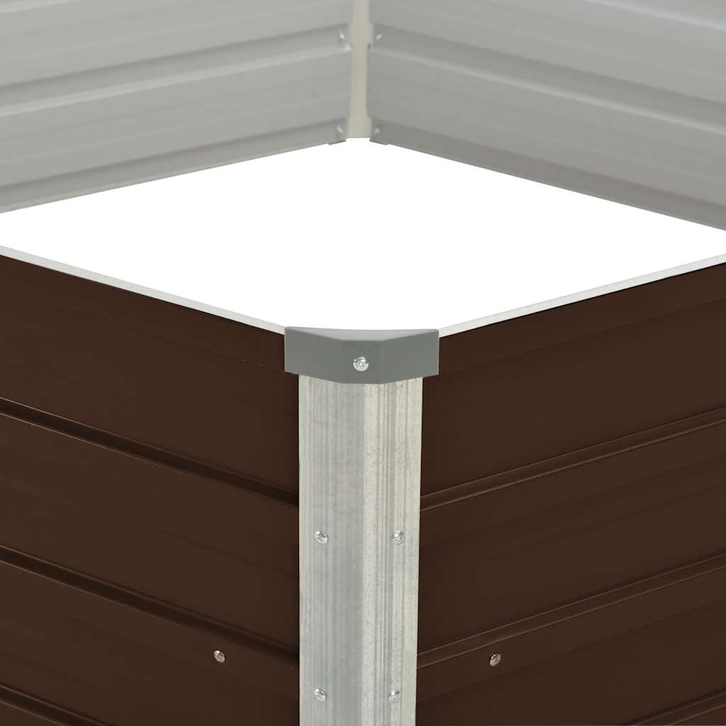 Raised Garden Bed Brown 129x129x45 cm Galvanised Steel