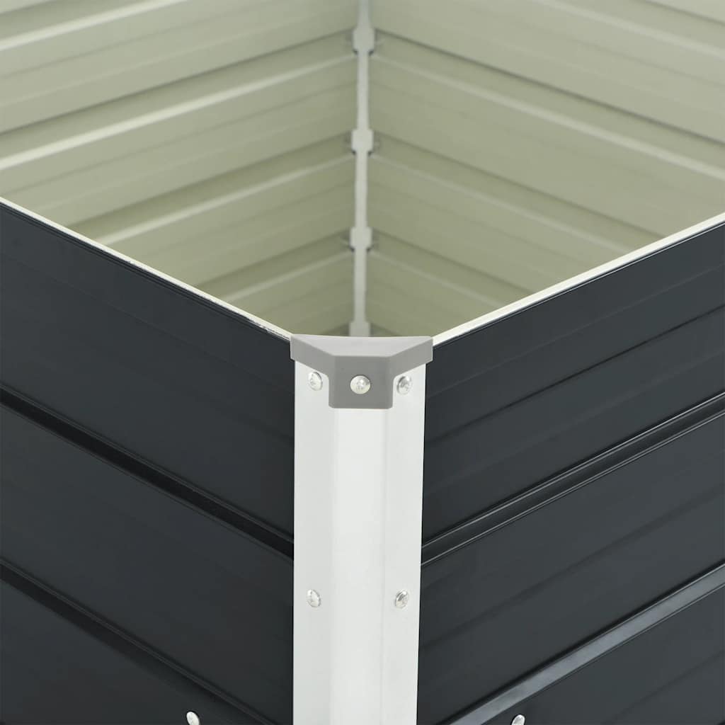 Raised Garden Bed Anthracite 100x100x77 cm Galvanised Steel