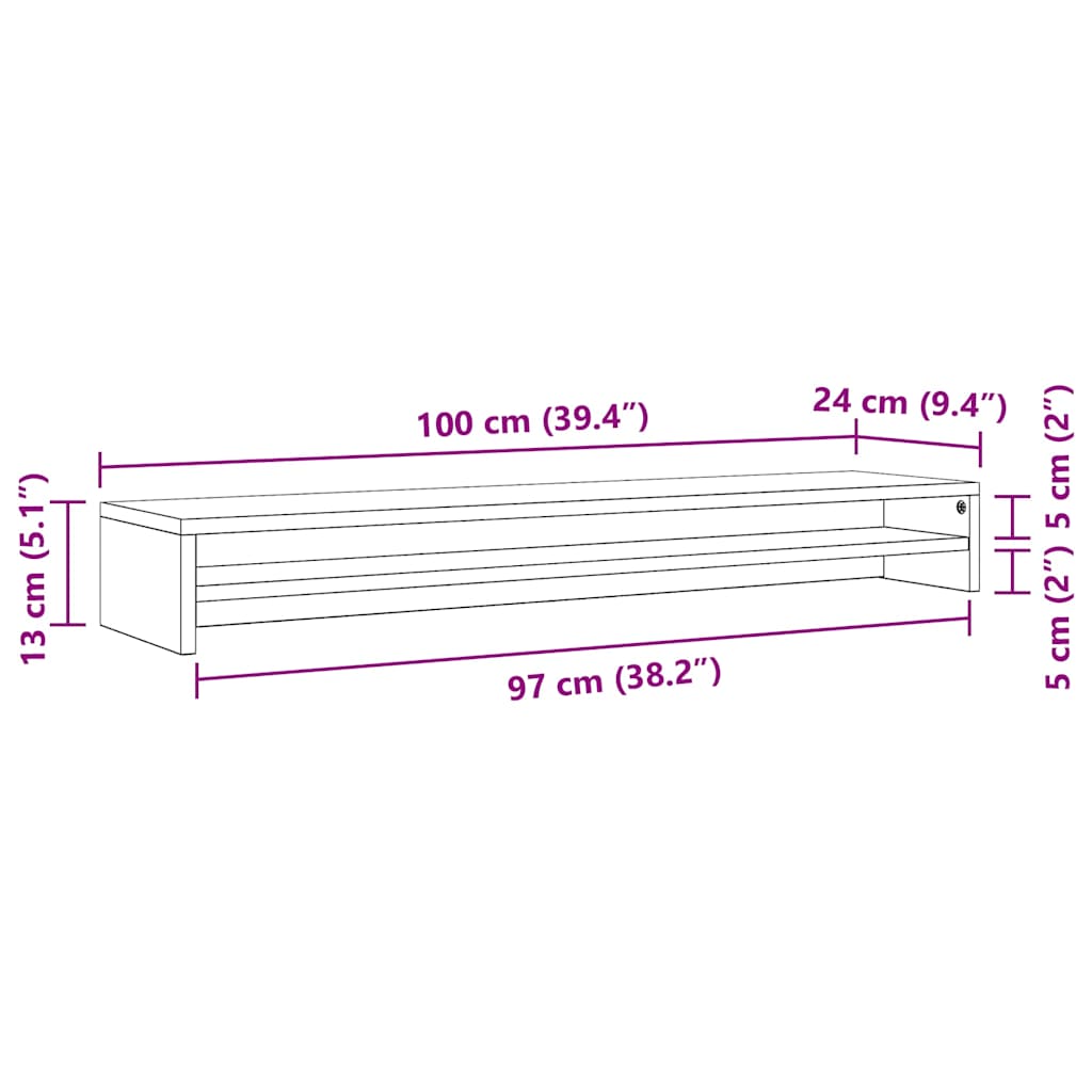 Monitor Stand Sonoma Oak 100x24x13 cm Engineered Wood